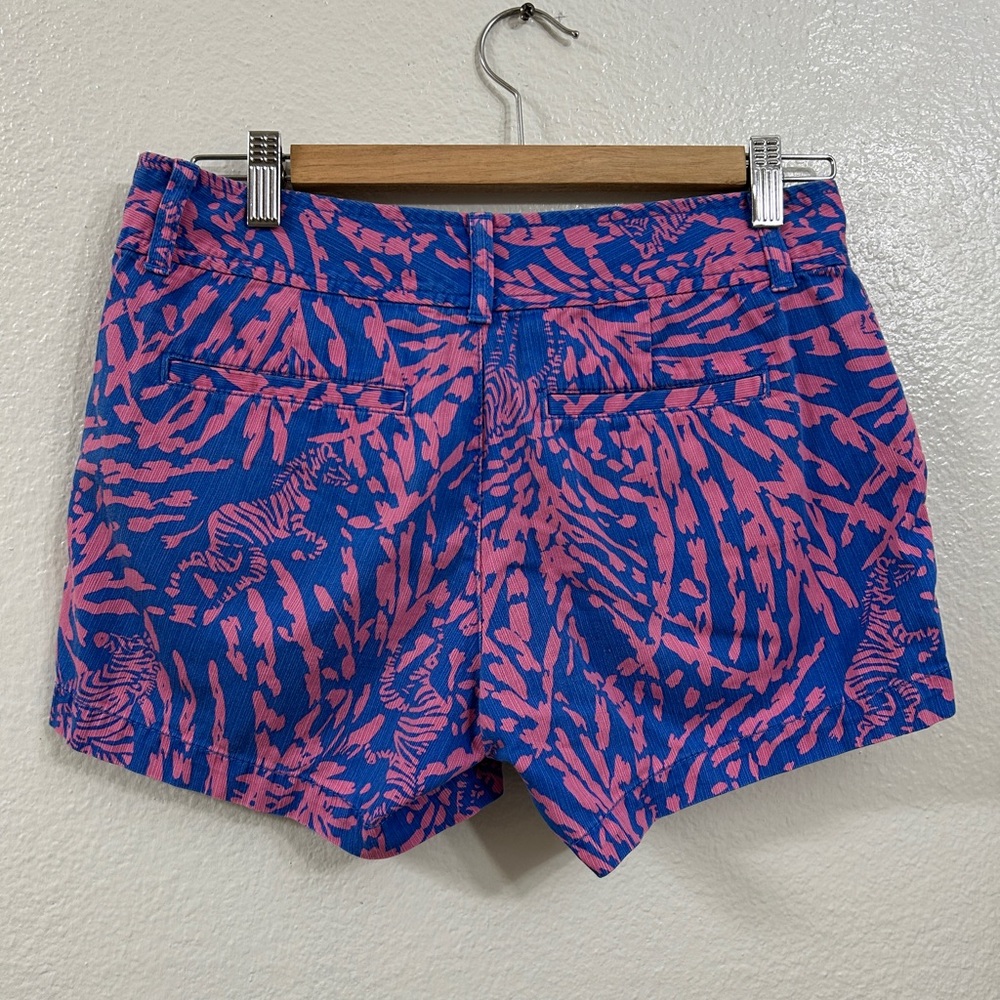 Lilly Pulitzer Womens Callahan Short Rollin' in the Grass Zebra Size 2 Pink Blue - Picture 3 of 9